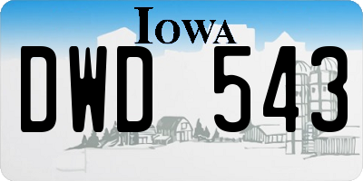 IA license plate DWD543