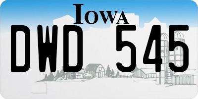 IA license plate DWD545