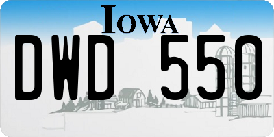 IA license plate DWD550