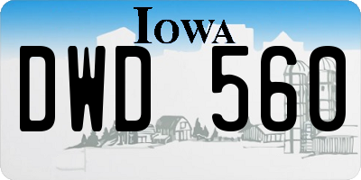 IA license plate DWD560