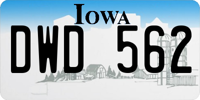 IA license plate DWD562