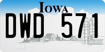 IA license plate DWD571