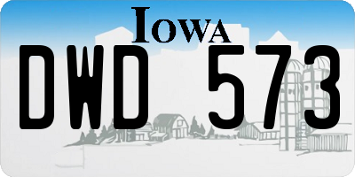 IA license plate DWD573