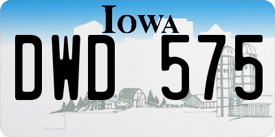 IA license plate DWD575