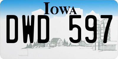 IA license plate DWD597