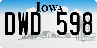 IA license plate DWD598