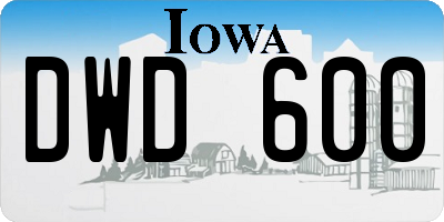 IA license plate DWD600