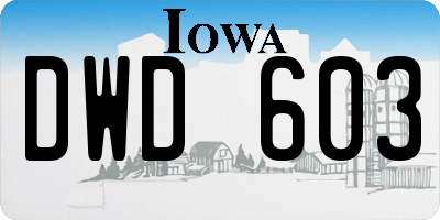 IA license plate DWD603