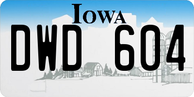 IA license plate DWD604