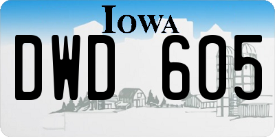 IA license plate DWD605