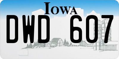 IA license plate DWD607
