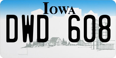 IA license plate DWD608