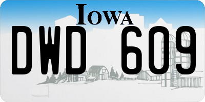 IA license plate DWD609