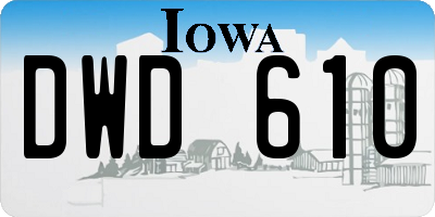 IA license plate DWD610