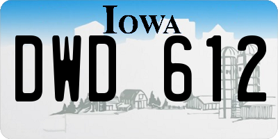 IA license plate DWD612