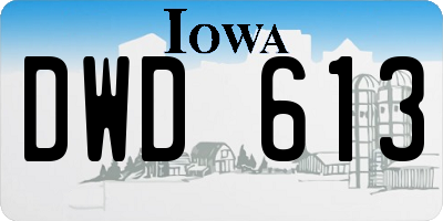 IA license plate DWD613