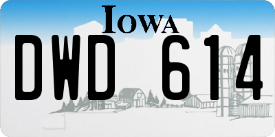 IA license plate DWD614