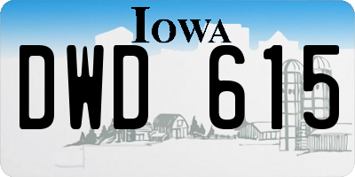 IA license plate DWD615