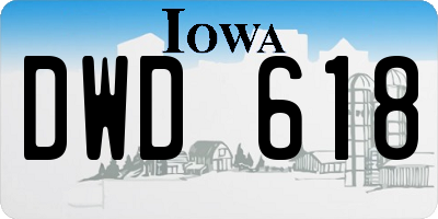 IA license plate DWD618