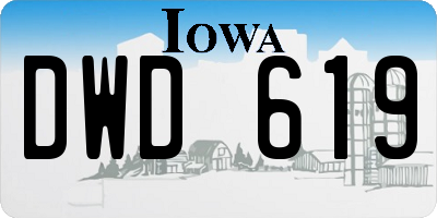 IA license plate DWD619