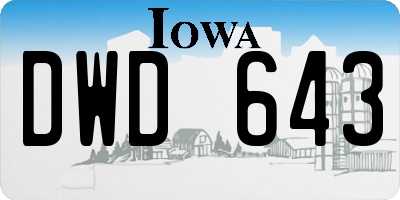 IA license plate DWD643
