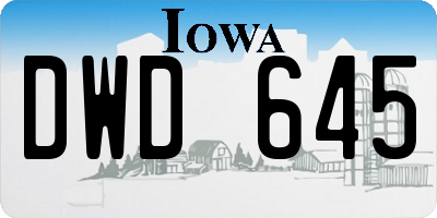 IA license plate DWD645