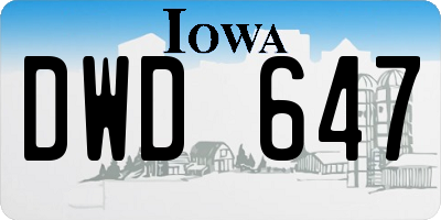 IA license plate DWD647