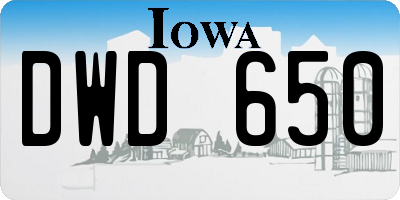 IA license plate DWD650