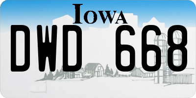 IA license plate DWD668