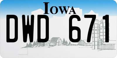 IA license plate DWD671