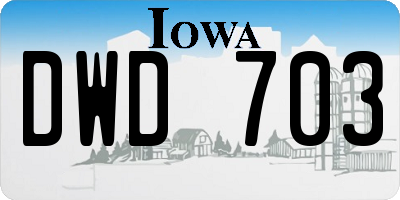 IA license plate DWD703
