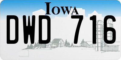 IA license plate DWD716