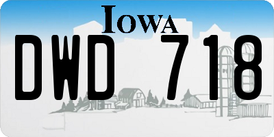 IA license plate DWD718