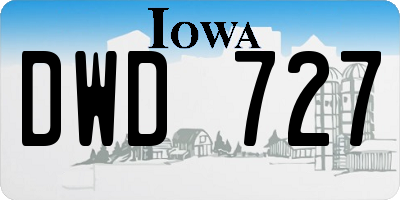 IA license plate DWD727