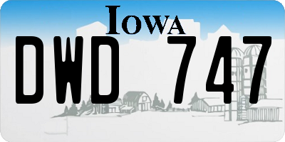 IA license plate DWD747