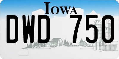 IA license plate DWD750