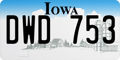 IA license plate DWD753