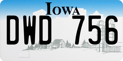 IA license plate DWD756