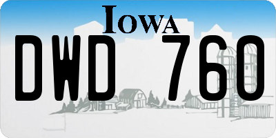 IA license plate DWD760
