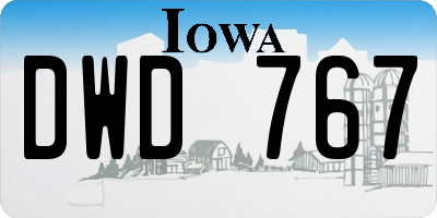 IA license plate DWD767