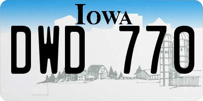 IA license plate DWD770