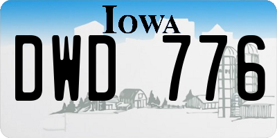IA license plate DWD776