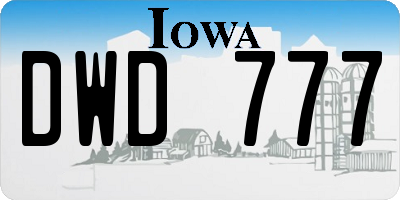 IA license plate DWD777