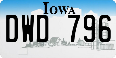 IA license plate DWD796