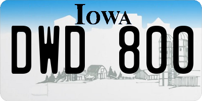IA license plate DWD800
