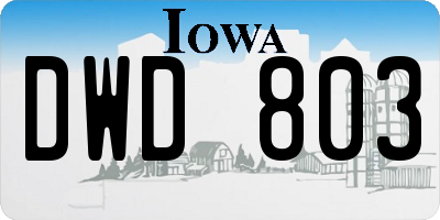 IA license plate DWD803