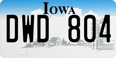 IA license plate DWD804