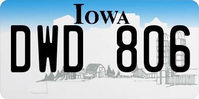 IA license plate DWD806