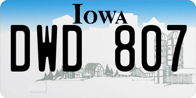 IA license plate DWD807
