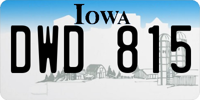 IA license plate DWD815